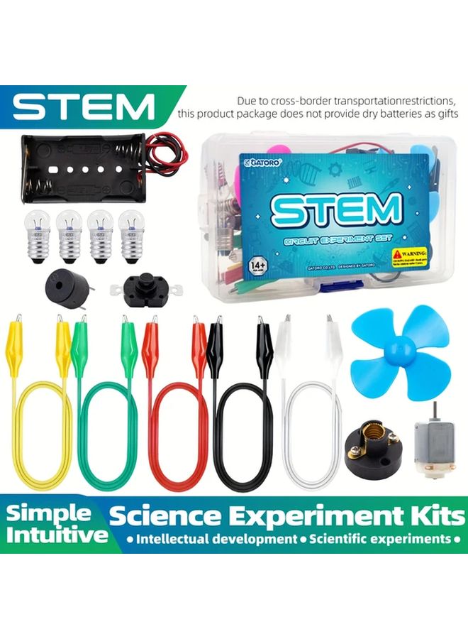 Model A8 STEM Science Experiment Kit with Motor Light Bulb Battery Holder Switch Buzzer - Image 1